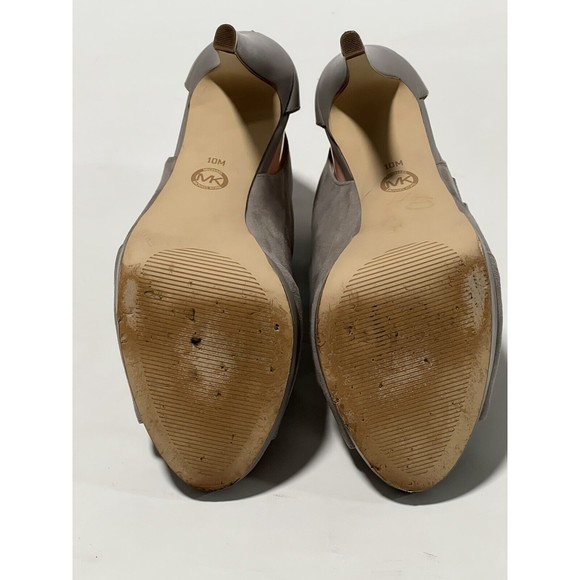 Michael Kors Open Toe Gray Leather Ankle Bootie High Heel Pumps Sz 10 M - Picture 9 of 12